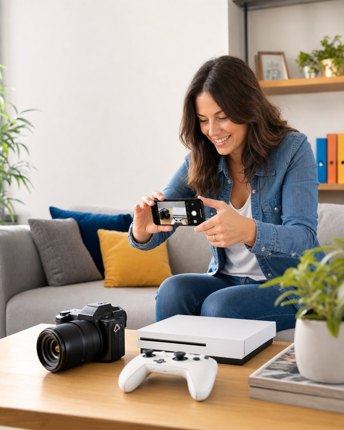 Particulière photographiant un objet à vendre sur 123Vendu